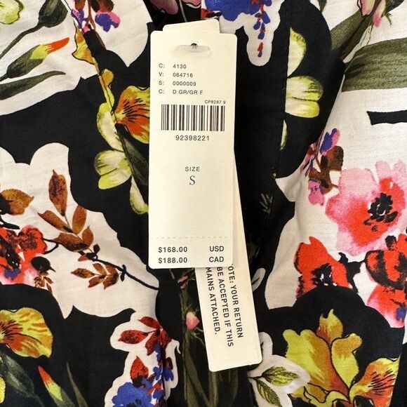 Anthropologie The Somerset Maxi Dress Sz. Small 100% Cotton NWT Black Floral - Picture 4 of 10